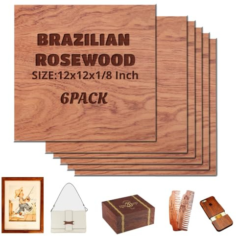Uadme Plywoodark 3 mm, 30 x 30 cm obehandlat trä gör-det-själv hantverk projekt bräda, stort platt trä för lasergravering, trähantverksmodell, hantverk, målning (brasiliansk rosenträ)