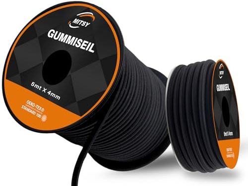 MITSY gummirep 4 mm 5 meter svart expanderrep spännrep