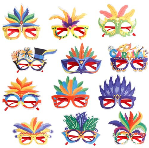 DEARMAMY 12 Stücke Festival Brillen Party Es Karneval Party Foto Requisiten Neon Farben Es Gläser Requisiten Für Halloween Neuheit Es