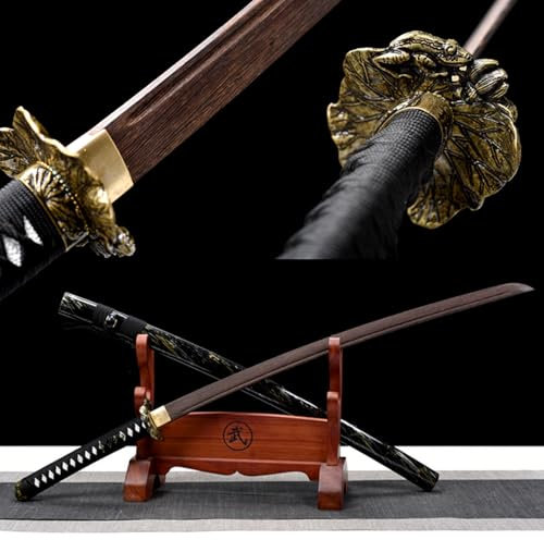 HJHUUA Bokken Fatto a Mano da 103 cm,Spada da Samurai in Palissandro Naturale,Spada da Allenamento in Legno Katana per la Pratica del Kendo,Cosplay,Decorazione,Regali,Oggetti di Scena,Collezione