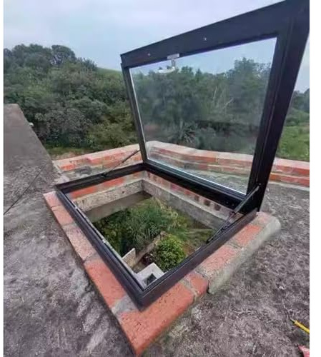 claraboya Ventana de techo universal para ático/sótano, Tapa del Skylight de aluminio personalizable con accesorios, Pequeña escotilla de techo para el exterior(70x55cm/27.6x21.7inch)