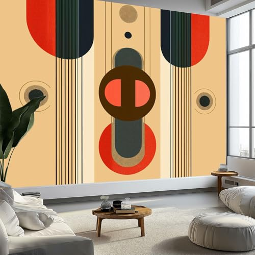 Murales de Pared Rayas Abstractas Para Póster Retro Papel Tapiz, Estilo Bohemio Murales de Pared Decorativos para Sala de Estar y Dormitorio (220gsm Tela No Tejida Premium, 200 x 140 cm (W x H))