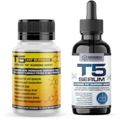 Thermogenic Fat Burner Bundle : T5 Fat Burner Capsules + XT Fat Burner Serum for Energy, Focus & Pre-Workout Supplement
