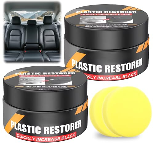 Dmrbiy 200 G Pasta Renovadora para Interiores De Automóvil,Bálsamo para Pulir El Interior del Coche,para Rejillas De Ventilación,Salpicaderos,con 2 Esponjas En La Parte Posterior