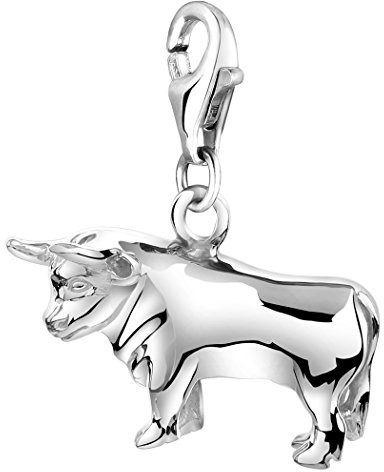 Nenalina Stier Karabiner Charm Anhänger für Bettelarmband aus 925 Sterling Silber 713212-000