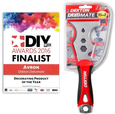 Dekton Dekomate-The Ultimate Decorator Tool Kit 15in1|Crack Cleaner Spackle Knife|Anti-slip Soft Grip Handle|Includes Compound Spreader, Window Putty Tool, Paint Scraper, Utility Cutter
