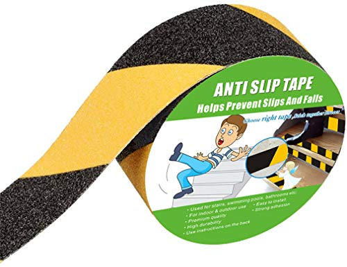 Anti Slip Tape, High Traction,Strong Grip Abrasive, Not Easy Leaving Adhesive Residue, Indoor & Outdoor (50MM Width x 5M Long, Black/Yellow)