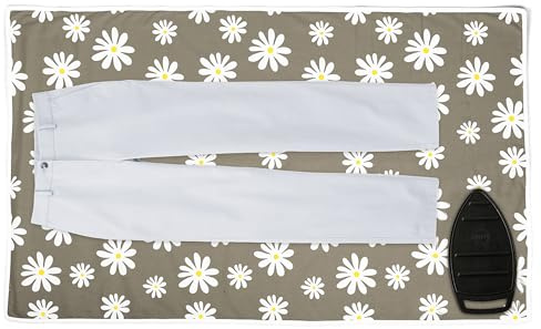 Encasa Homes Strykmatta (120 x 70 cm) med 3 mm stoppning och silikonstrykbräda för ångstrykning på bordet eller sängen, värmebeständig filt, Daisy Grey | 100 % bomull | 3 mm stoppning | vikbar och bärbar | termiskt skydd