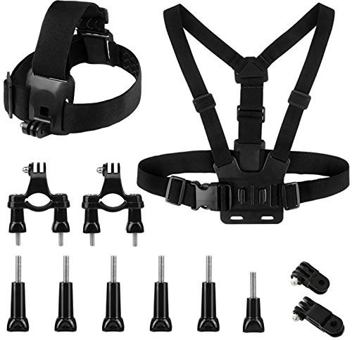 Action Camera Accessories Kit - Adjustable Chest Mount, Harness Mount, Replacement Chest Strap Compatible with Hero 8/7/6, Crosstour, Akaso EK7000, Brave 4, Campark ACT74