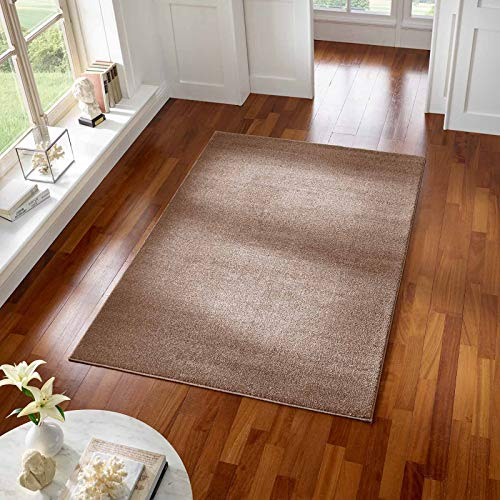Taracarpet Teppich Kurzflor modern für Wohnzimmer Schlafzimmer und das Kinderzimmer super weich und Öko Tex Zertifiziert braun 120x170 cm