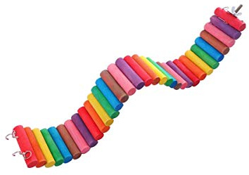 MAODIAN Chipmunk Guinea Pig Rodent Colorful Wooden Rainbow Ladder Hamster Toys Climbing Stairs Bridge(30cm)