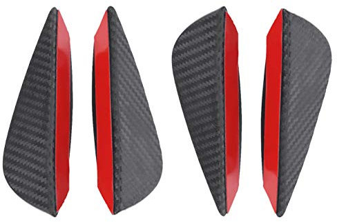 4 pièces Universel ABS Fibre de Carbone Voiture Pare-Chocs Avant lèvre Spoiler ailerons Canards Kit de Garniture avec Ruban adhésif ailettes Voiture aileron Moto+Pare Choc