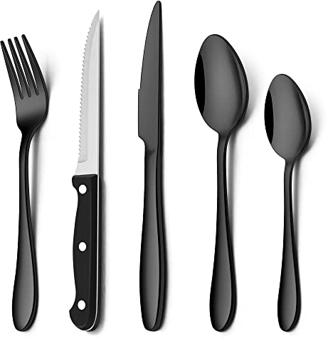 Herogo 30 Piece Cutlery Set with Steak Knives, Stainless Steel Flatware Service for 6, Tableware Silverware Set with Fork Knife Spoon for Home Restaurant, Mirror Polished & Dishwasher Safe