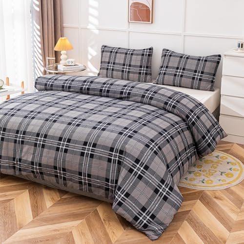 Lifestyle comfort ltd LSC tartan rutig king size påslakanset flanell borstad 100% bomull flanell termiska vintersängkläder påslakanset med matchande örngott (King påslakanset med king påslakanset