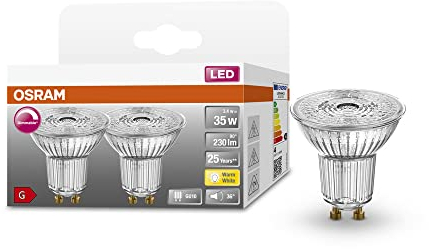 OSRAM Riflettore a stella Lampada LED, GU5.3-base vetro trasparente ,Bianco caldo (2700K), 345 Lumen, sostituzione delle lampade 35W, non dimmerabile, 6-Confezione