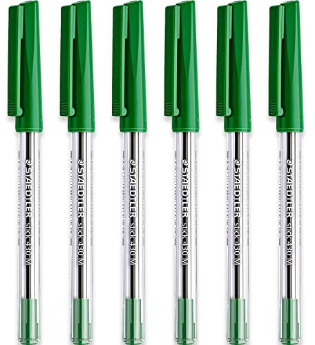 Staedtler Bolígrafo mediano de 0,5 mm, 430 m, tinta verde, paquete de 6