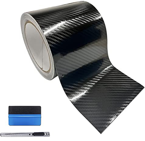 NewL 5D kolfiber svart vinylfolie tejp 10 cm x 900 cm luftutlösande självhäftande vinylfolie för bilar repfri bildörrtröskelskydd för biltröskel
