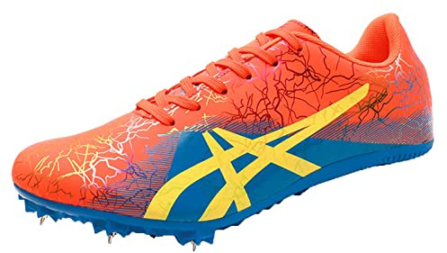 SDEQA Zapatos con Clavos para Pista y Campo Zapatillas Hombre Zapatillas Cómodas para Sprint, Running Adulto Training,Naranja,41 EU