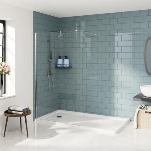 Aquariss 1200mm Walkin Shower Enclosure 8mm Easy Clean Glass Shower Screen Panel Reversible Polished Chrome Framed