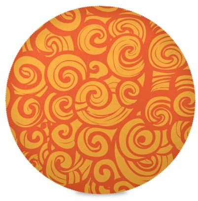 Spring placemats Round Valentine's Day Floral Swirls Orange Linen Waterproof Place mat Reusable placemat Washable Round placemats underplate mat