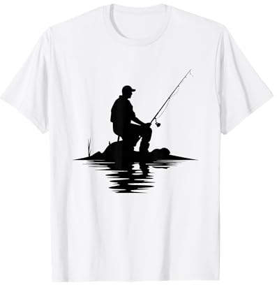 Dibujo de pescador Anzuelo de pesca Camiseta