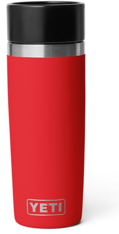 YETI Rambler - Botella de viaje, termo de café de acero inoxidable aislado al vacío con tapa a prueba de fugas, rojo rescate, 473 ml
