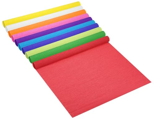 PATIKIL 1,5 m Crepe pappersrulle, 10 rullar 50,8 cm bredd mjukt pappersark för hantverk blomtillverkning omslagsfest födelsedag bröllop dekoration prydnad, 10 färger