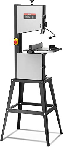 VEVOR 370 W Sierra de Cinta con Soporte de Mesa de Dos Velocidades de 506 RPM/920 RPM con Guía y Calibre de Inglete, Ancho de Garganta 245 mm, Altura de Corte de 160 mm para Carpintería, Aluminio