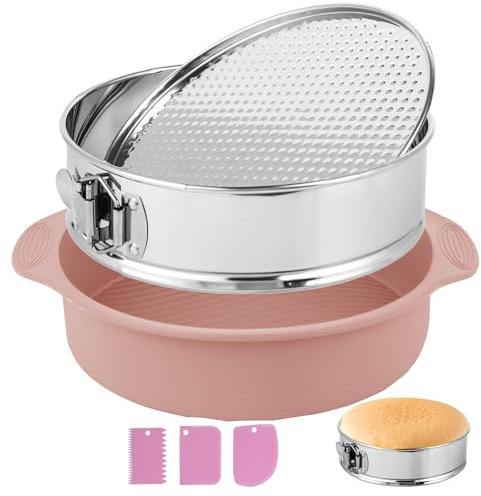 Hikaproligt Stampo rotondo in acciaio inox, Ø 23 cm, per torte di formaggio, torte, antiaderente, a prova di perdite, con fondo rimovibile