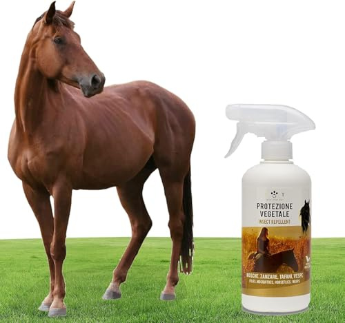 Spray Prottettore Naturale Cavalli 750 ml Repellente per Tafani, Mosche, Vespe, Zanzare, Lozione Vegetale con Geranio e Citronella Repellente Insetti per Cavalli, Mantello e Cute Cruelty Free