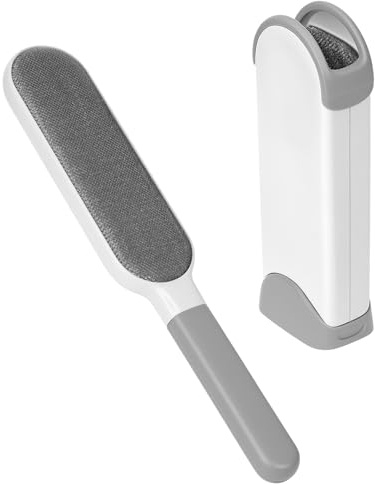 QWORK® Efficient Pet Hair Remover Lint Brush, Reinforced Grip, Self-Cleaning & Reusable - Double-Sided Fur Cleaner for Furniture, Car Interiors, Clothes