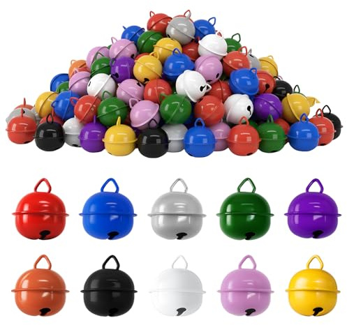 50 Stück 22mm Glöckchen Zum Basteln, Bunte Glocken Mit Öse, Metallglöckchen Für DIY Schmuck, Festliche Atmosphäre Schaffen, Haustier Accessoires Und Festliche Dekoration, 10 Farben