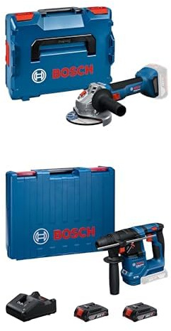 Bosch Professional 18V System Akku-Winkelschleifer GWS 18V-8 inkl. L-BOXX (ohne Akku/Ladegerät) + Bosch Professional 18V System Akku-Bohrhammer GBH 18V-18 (SDS plus, 2x 18V 2.0Ah, GAL 18V-20)