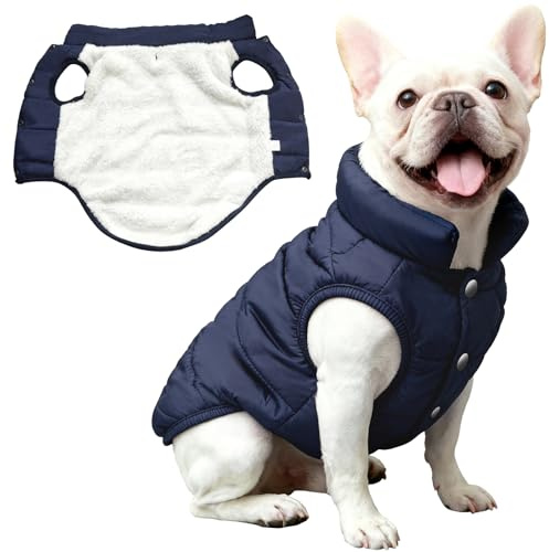 Asmea Hundkappa vinter vattentät vinterrockar för hundar fleece hundjacka små hundkappor chihuahua tax jultröja blå M