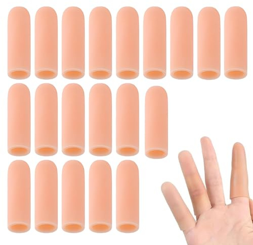 IBXWMNG 20 Piezas Protector de Dedos de Gel de Silicona, Dediles Flexibles para Alivio de Agrietamiento, Callos y Artritis, Fundas Protectoras de Manos, Cuidado de Dedos, Beige