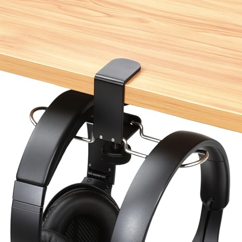 aceyoon Supporto per Cuffie Doppio Gancio sotto la Scrivania Pieghevole in Alluminio e Silicone Universale per Cuffie Xbox Gaming e Cuffie da Studio