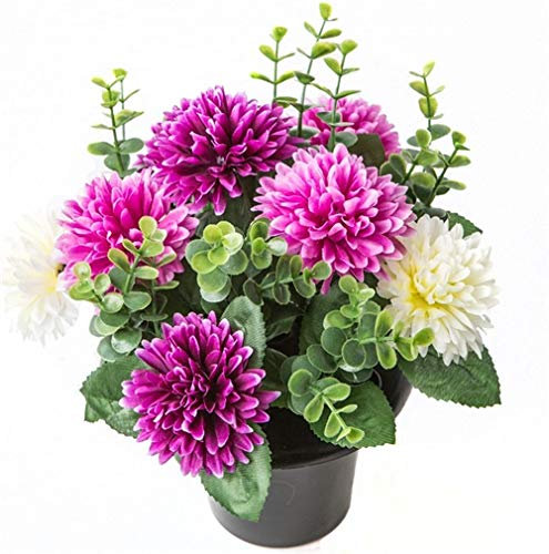 A1-Homes ARTIFICIAL PURPLE & CREAM MUM FLOWER ARRANGEMENT GRAVE POT - VASE INSERT MEMORIAL (Ivory Lilac Purple)