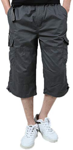 Uomini Cargo Pantaloncini in Cotone Bermuda Pantaloni Casual Multi Tasche Tempo Libero 3/4 Pantaloncini Estate Uomo Pantaloncini Sportivi Pantaloncini, grigio, XXL