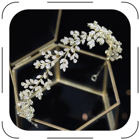 Jorsnovs Fashion Bridal Headpieces for Wedding Bride Hair Accessories Cubic Zirconia Headbands for Women CZ Birthday Gifts
