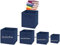 A406 3x Fabric Foldable Square storage Box Canvas Storage Collapsible Folding Box Cubes Box Toys box (Large-30x30x30cm, Navy)