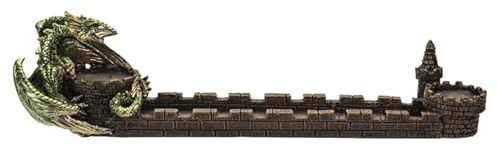 Pacific Giftware Dragon Castle Wall Stick Incense Burner with 2 Tealight Holders 11” Long