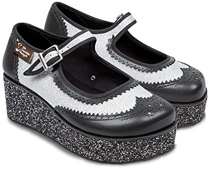 Hot Chocolate Design Chocolaticas Funky - Bailarina Mary Jane para Mujer, Havana Glitter, 39 EU