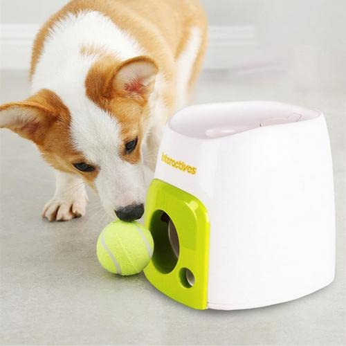 Cawevon Automatisk interaktiv tennismaskin hundmatare bolllauncher hundleksak bollkastare berikningsleksaker för hundar. Interaktiv valp för små och medelstora hundar, 3 bollar ingår (5 cm)