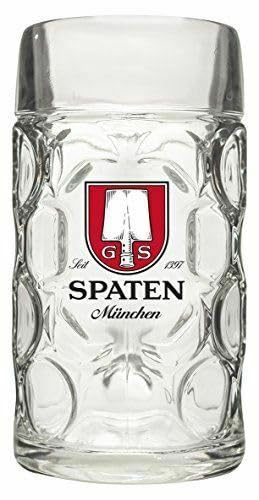 Roxley Spaten Litros Stein Lager - Vaso de cristal para cerveza (incluye alfombrilla de cerveza)