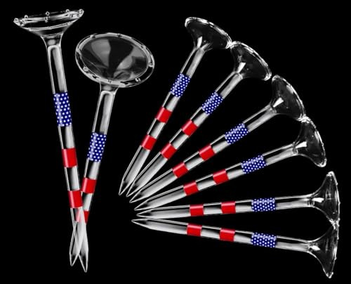 EagleGlo Golf Tees, Golf Tees 3 1/4'' Unbreakable Transparent Acrylic, Plastic Golf Tees Reduce Side Spin & Friction, Long Golf Tees Bulk with Big Cup & 8 Prongs Golf Accessories for Men - 50 Pack
