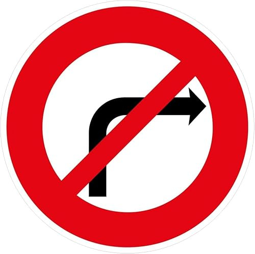 Signalétique.biz France – Panneau temporaire réfléchissant en plastique COMACEL 650 mm – Interdiction de tourner à droite