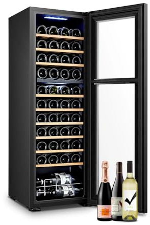 Cantinetta per Vino da 44 Bottiglie con Doppia Zona di Raffreddamento - Frigorifero per Vini 130L Temperatura regolabile da 5 a 18 °C - Wooler8 Frigo Bar Design Moderno - Ideale come Regalo di Natale