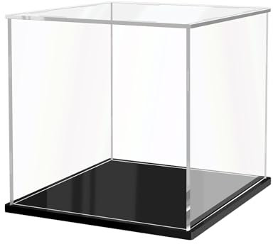 JUJOMAT Transparente Acryl Vitrine Schaukasten Acryl Boxen zum Ausstellen Staubdichte Schaukasten Vitrine für Action Figuren und Sammlerstücke 25*25*25cm