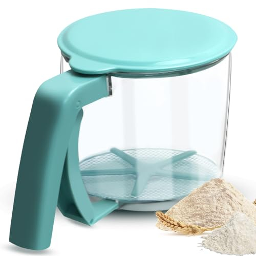 PRITOK Tamis à farine en plastique à une main : saupoudreuse à sucre en poudre, moulin à sucre poussière passoire de cuisine moulin à sucre en poudre passoire à une main saupoudreuse pour farine riz