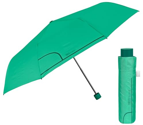 PERLETTI Ombrello Pieghevole Apertura Manuale Donna Uomo - Ombrello Antivento Piccolo da Borsa Viaggio Resistente Leggero - Ombrello Mini Compatto Tinta Unita - Diametro 98 cm (Verde Menta)